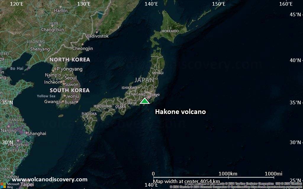 Satellite/aerial-type map of Hakone volcano (region scale large)