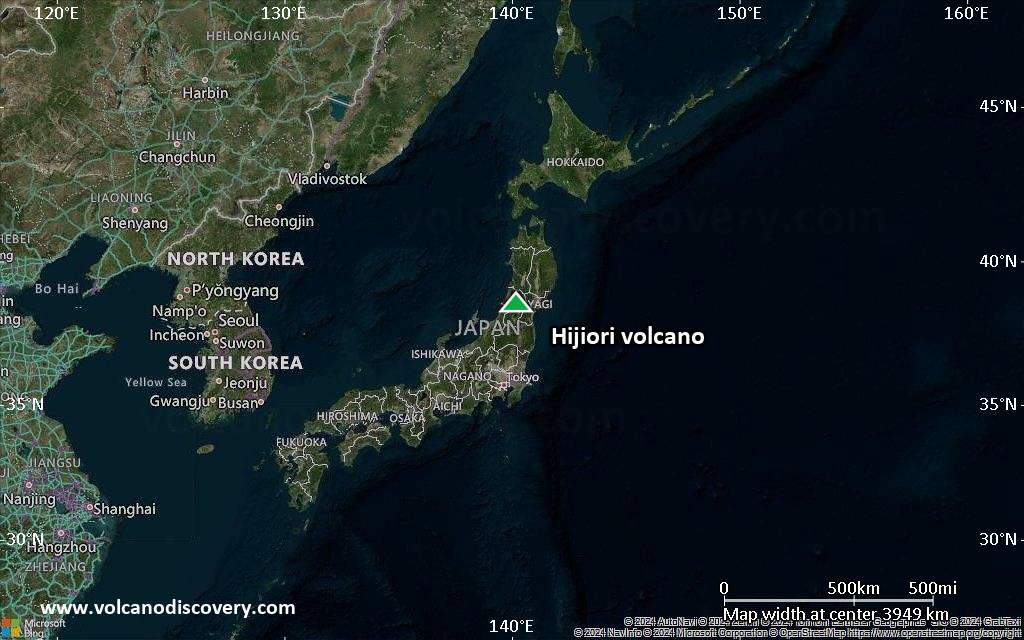 Satellite/aerial-type map of Hijiori volcano (region scale large)