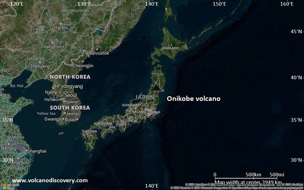 Satellite/aerial-type map of Onikobe volcano (region scale large)