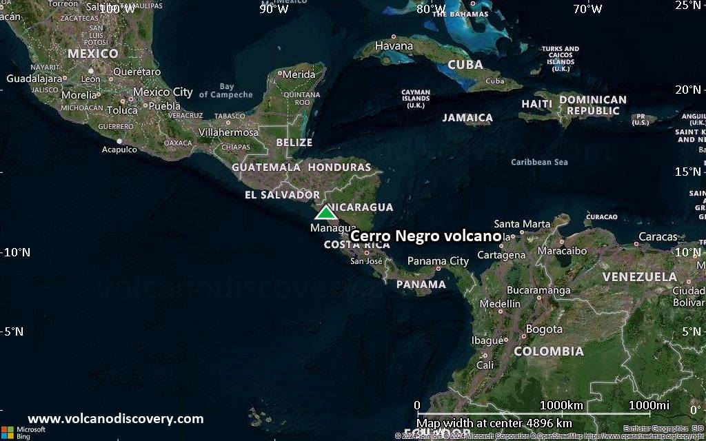 Satellite/aerial-type map of Cerro Negro volcano (region scale large)