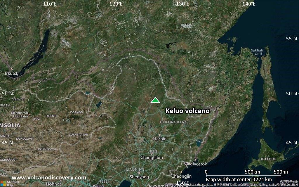 Satellite/aerial-type map of Keluo volcano (region scale large)