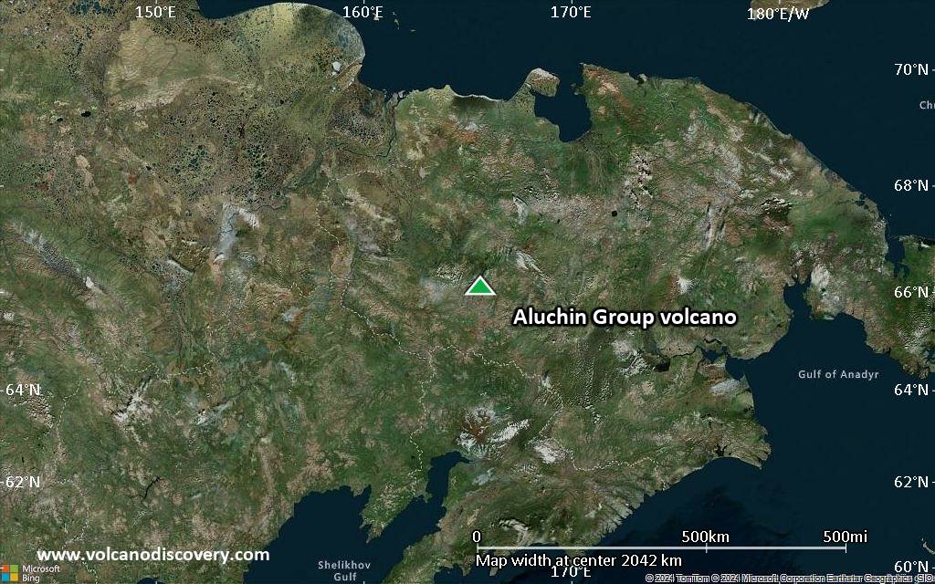 Satellite/aerial-type map of Aluchin Group volcano (region scale large)