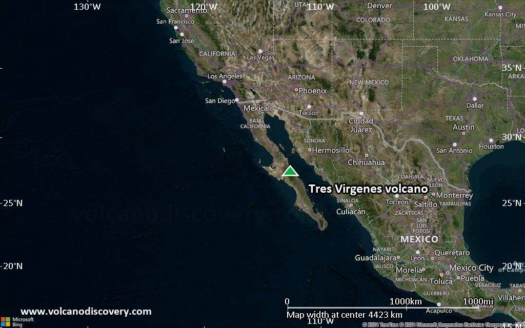 Satellite/aerial-type map of Tres Virgenes volcano (region scale large)
