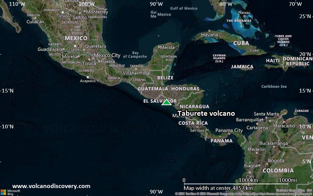 Satellite/aerial-type map of Taburete volcano (region scale large)