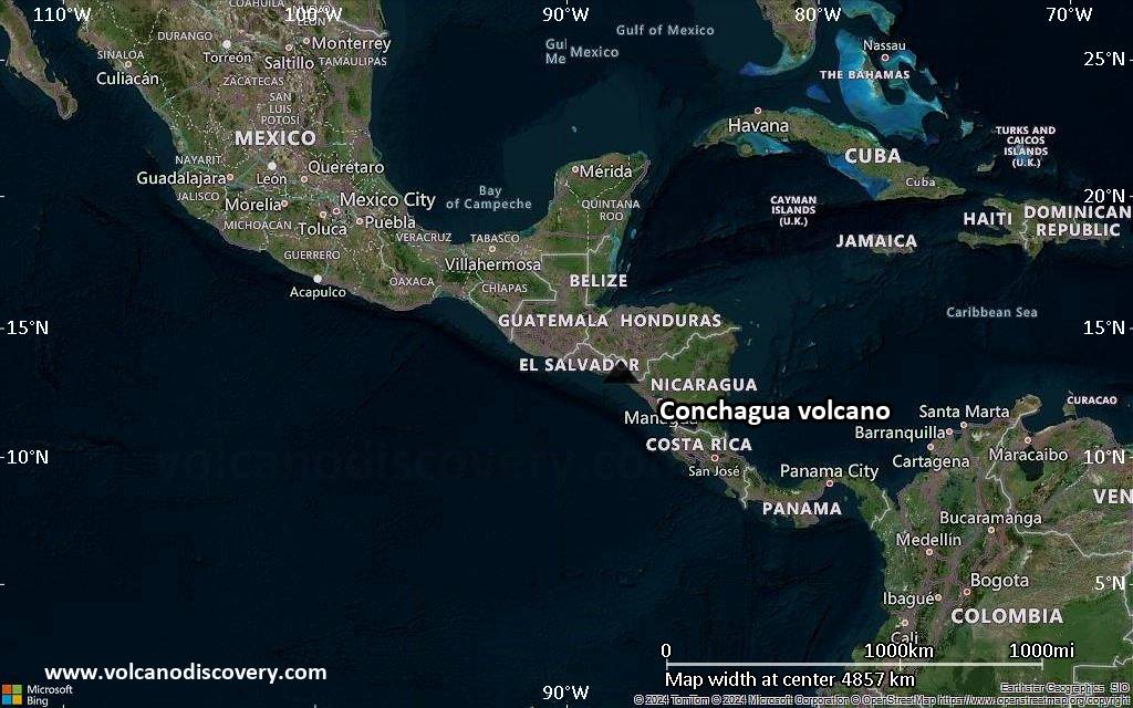 Satellite/aerial-type map of Conchagua volcano (region scale large)
