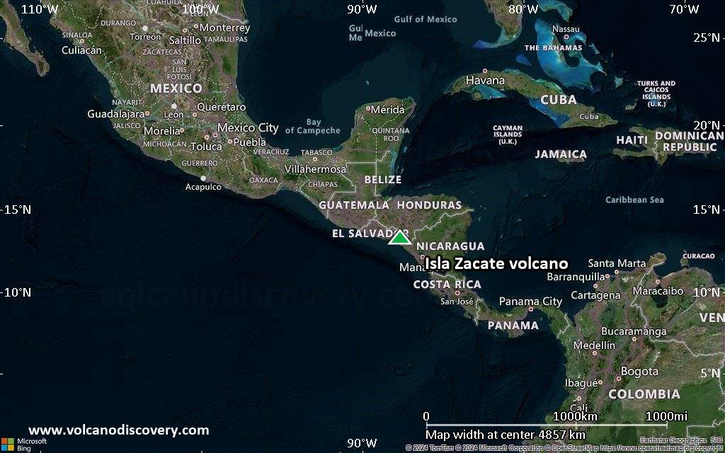 Satellite/aerial-type map of Isla Zacate volcano (region scale large)