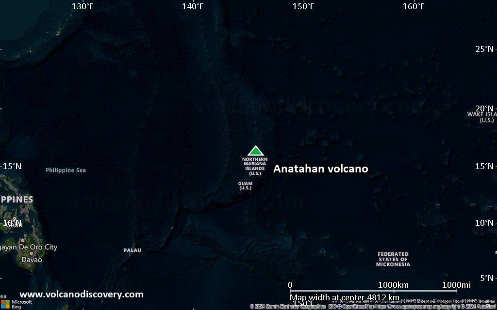 Satellite/aerial-type map of Anatahan volcano (region scale large)