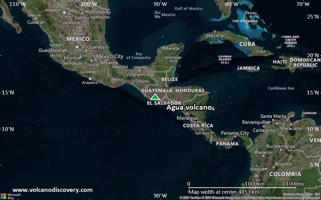 Satellite/aerial-type map of Agua volcano (region scale large)