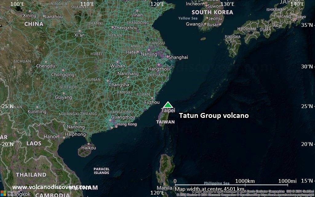 Satellite/aerial-type map of Tatun Group volcano (region scale large)