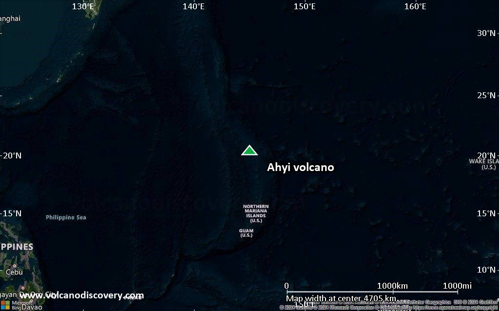 Satellite/aerial-type map of Ahyi volcano (region scale large)