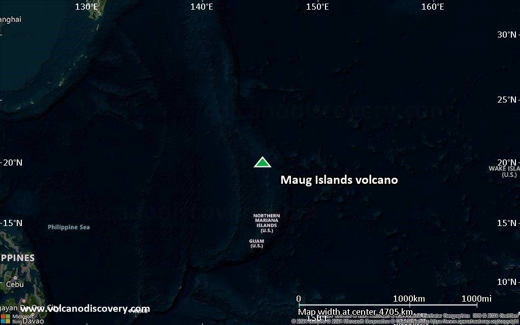 Satellite/aerial-type map of Maug Islands volcano (region scale large)