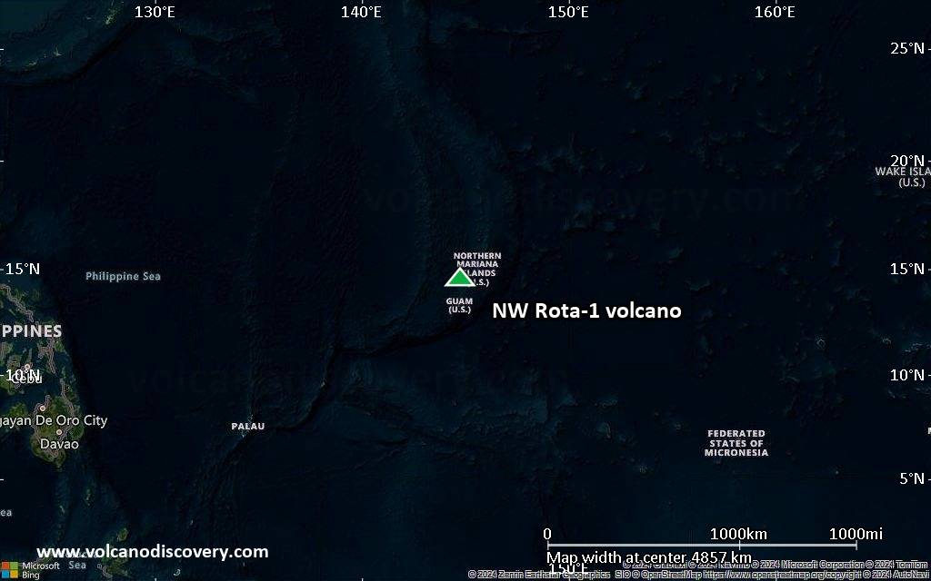 Satellite/aerial-type map of NW Rota-1 volcano (region scale large)