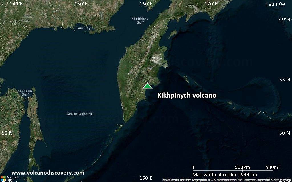 Satellite/aerial-type map of Kikhpinych volcano (region scale large)
