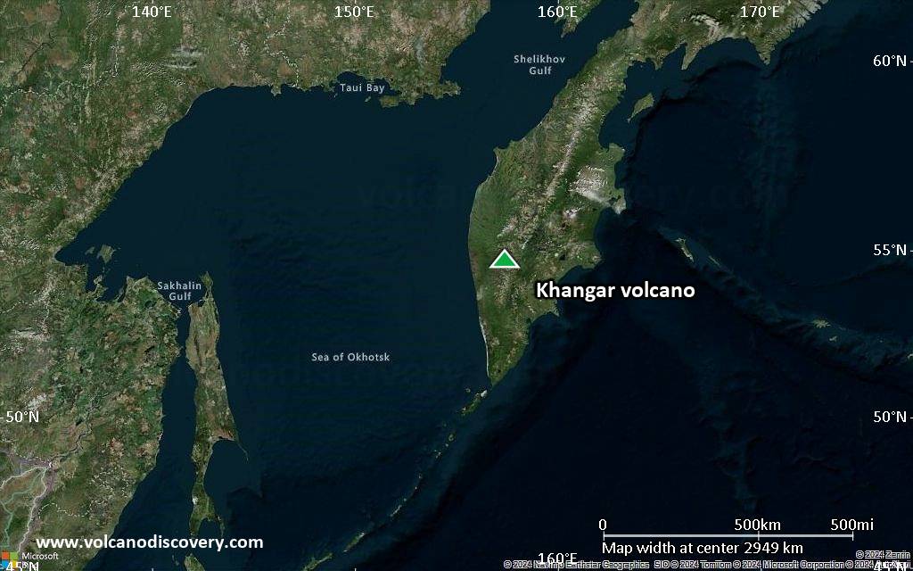 Satellite/aerial-type map of Khangar volcano (region scale large)