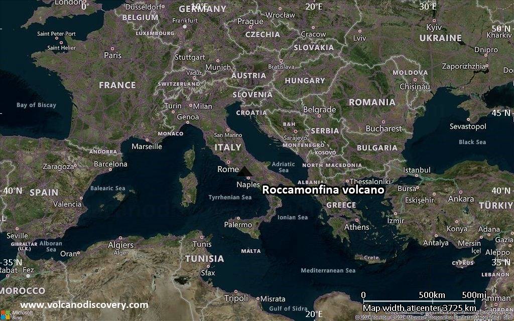 Satellite/aerial-type map of Roccamonfina volcano (region scale large)