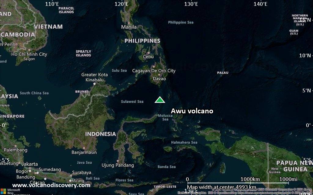Satellite/aerial-type map of Awu volcano (region scale large)
