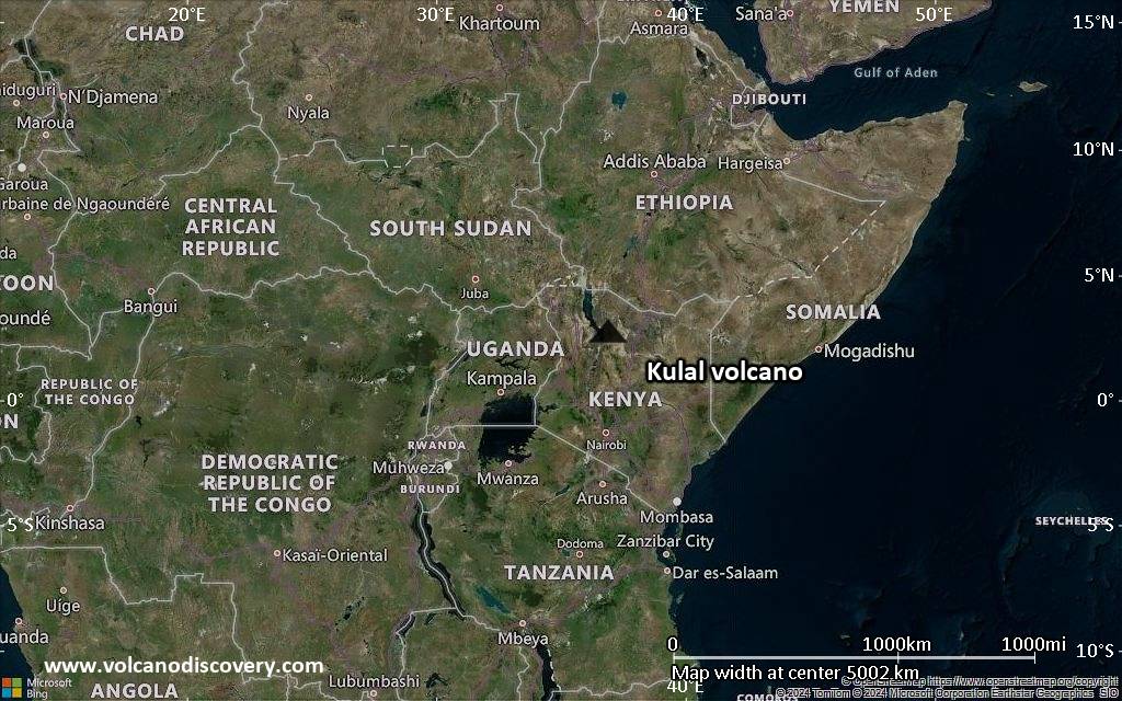 Satellite/aerial-type map of Kulal volcano (region scale large)