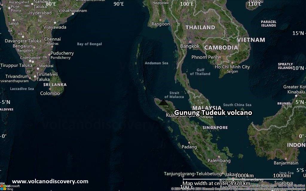 Satellite/aerial-type map of Gunung Tudeuk volcano (region scale large)