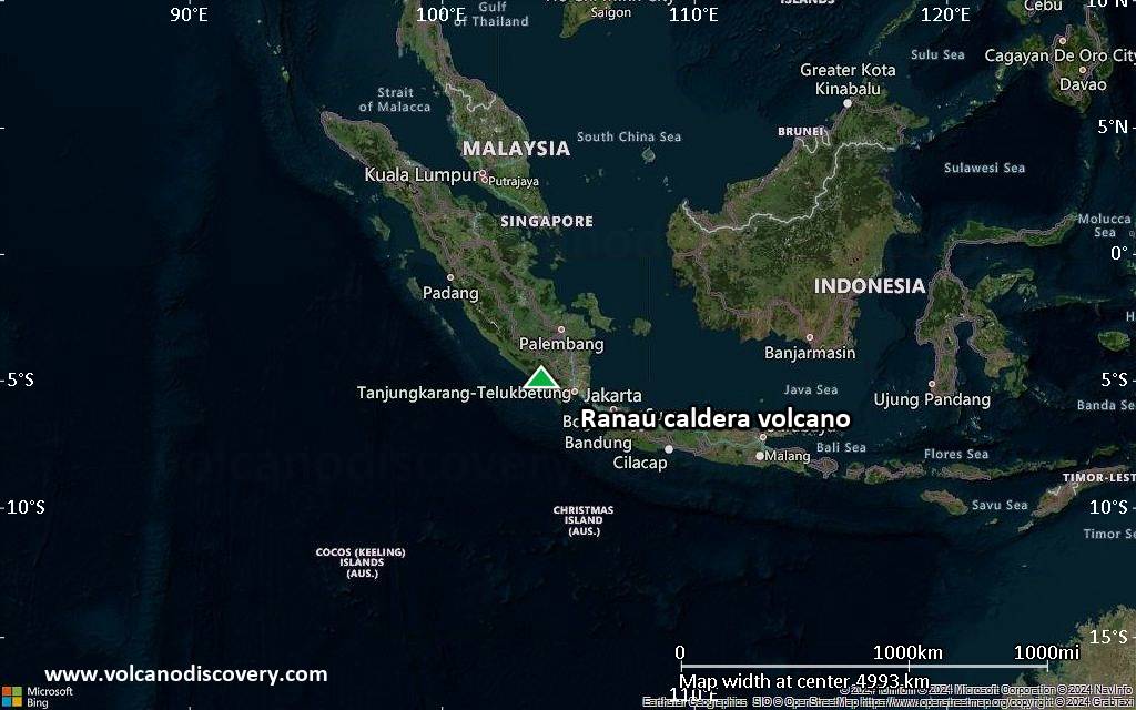 Satellite/aerial-type map of Ranau caldera volcano (region scale large)