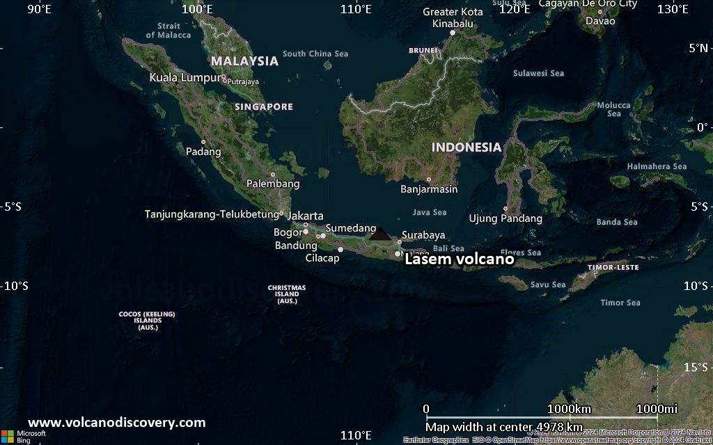 Satellite/aerial-type map of Lasem volcano (region scale large)