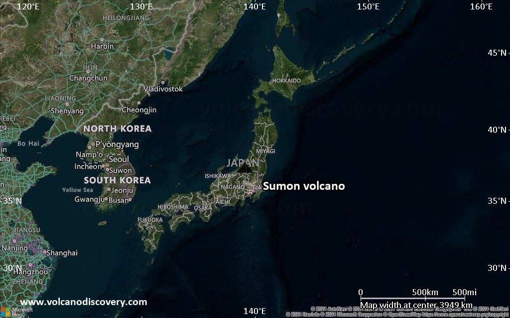 Satellite/aerial-type map of Sumon volcano (region scale large)