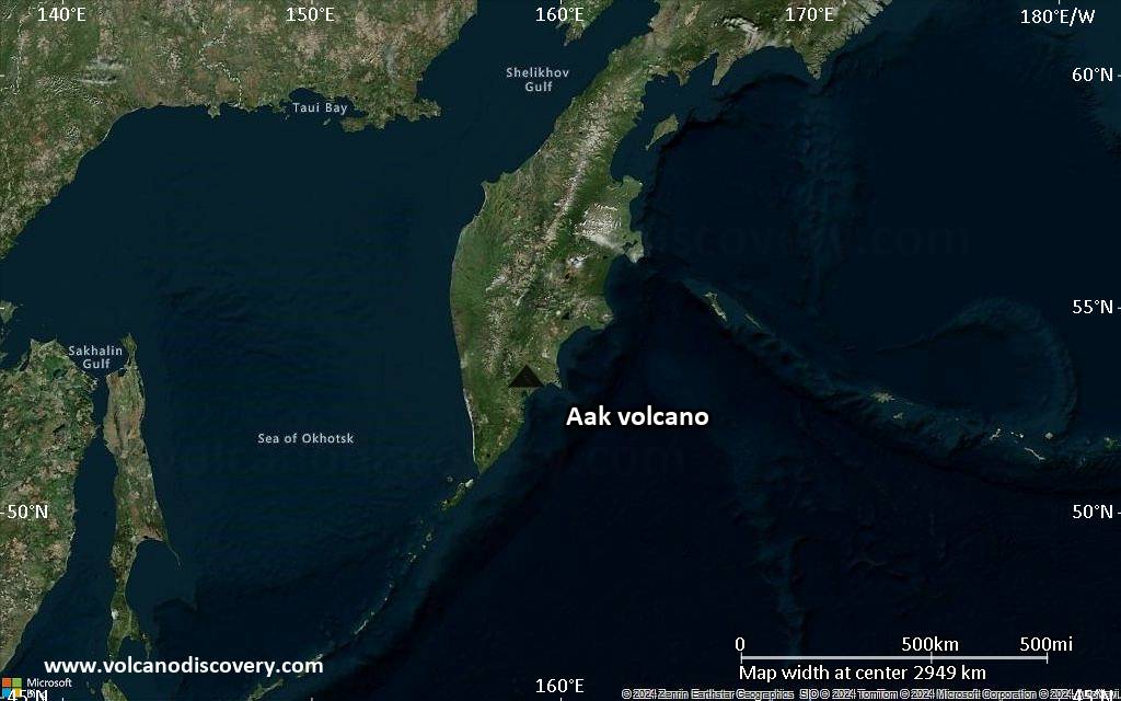 Satellite/aerial-type map of Aak volcano (region scale large)