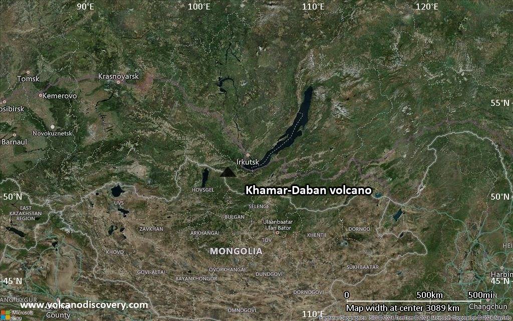 Satellite/aerial-type map of Khamar-Daban volcano (region scale large)