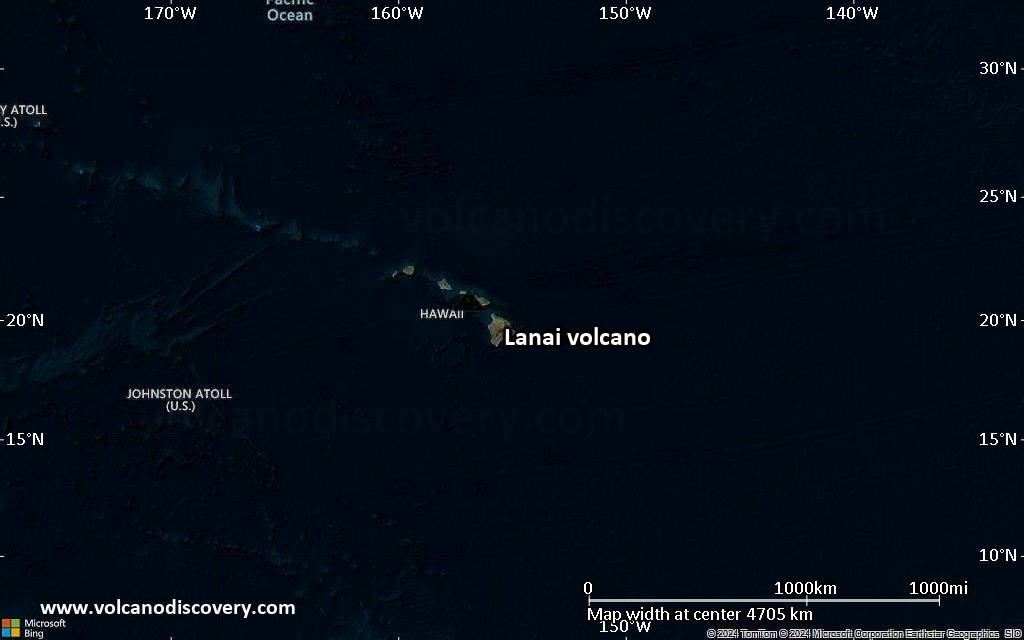 Satellite/aerial-type map of Lanai volcano (region scale large)