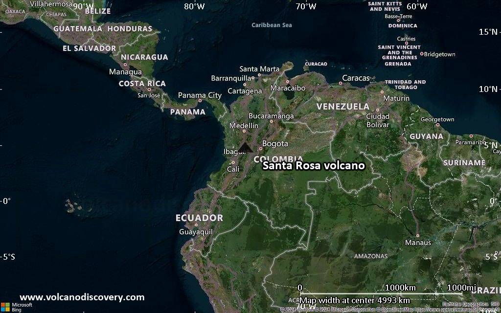 Satellite/aerial-type map of Santa Rosa volcano (region scale large)
