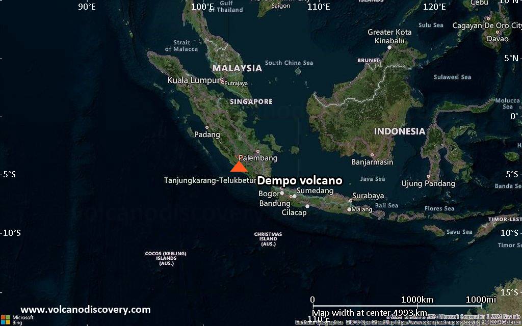 Satellite/aerial-type map of Dempo volcano (region scale large)