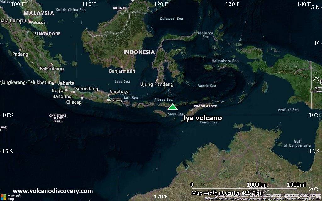 Satellite/aerial-type map of Iya volcano (region scale large)