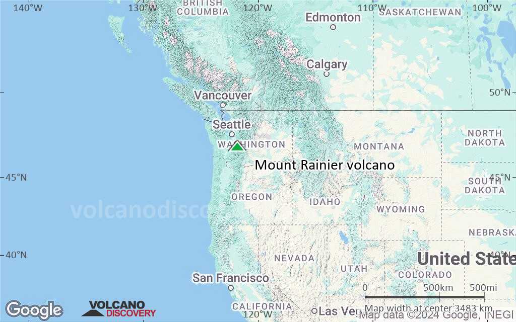 Terrain-type map of Mount Rainier volcano (region scale large)
