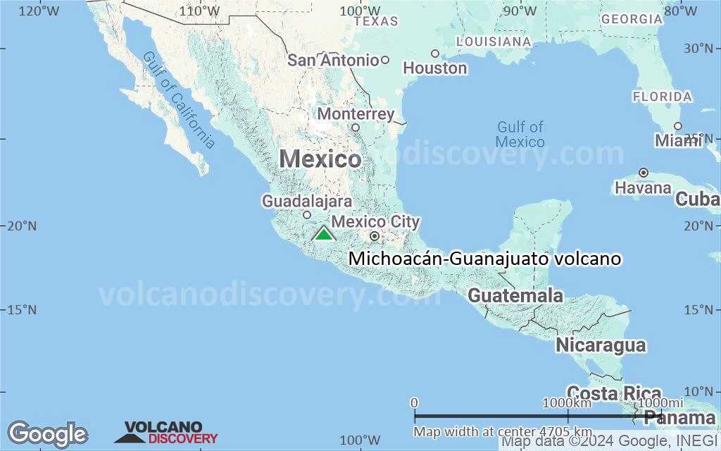 Terrain-type map of Michoacán-Guanajuato volcano (region scale large)
