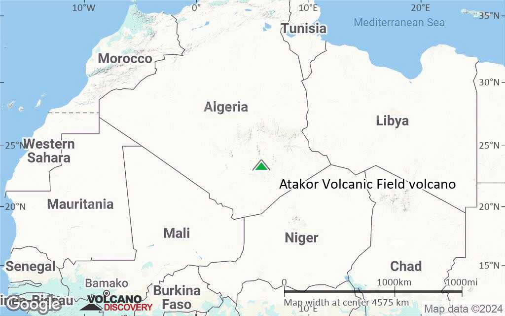 Terrain-type map of Atakor Volcanic Field volcano (region scale large)