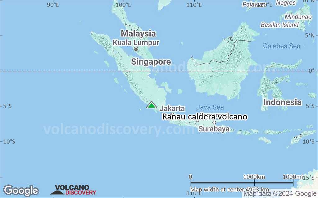 Terrain-type map of Ranau caldera volcano (region scale large)