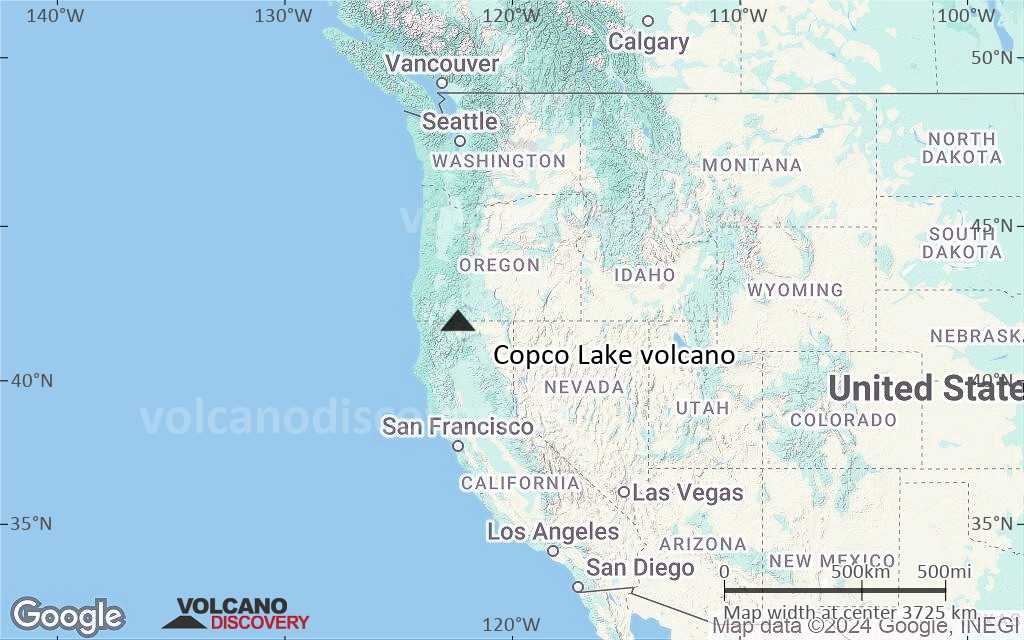 Terrain-type map of Copco Lake volcano (region scale large)
