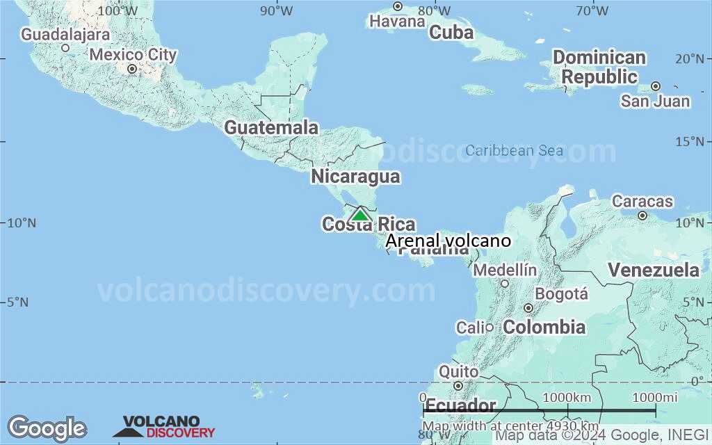Terrain-type map of Arenal volcano (region scale large)
