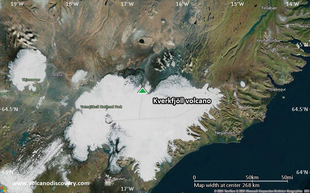 Satellite/aerial-type map of Kverkfjöll volcano (local scale large)