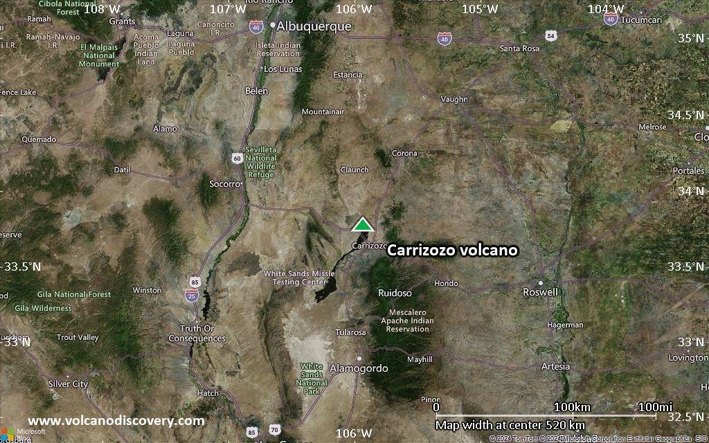 Satellite/aerial-type map of Carrizozo volcano (local scale large)