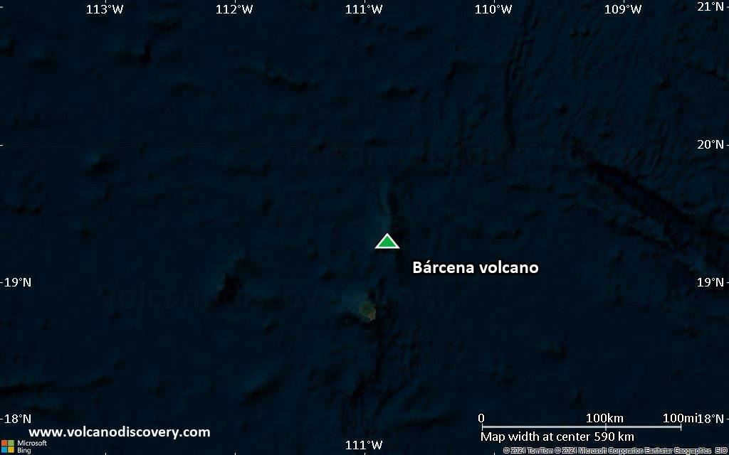 Satellite/aerial-type map of Bárcena volcano (local scale large)