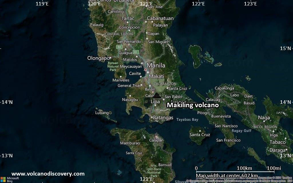 Satellite/aerial-type map of Makiling volcano (local scale large)