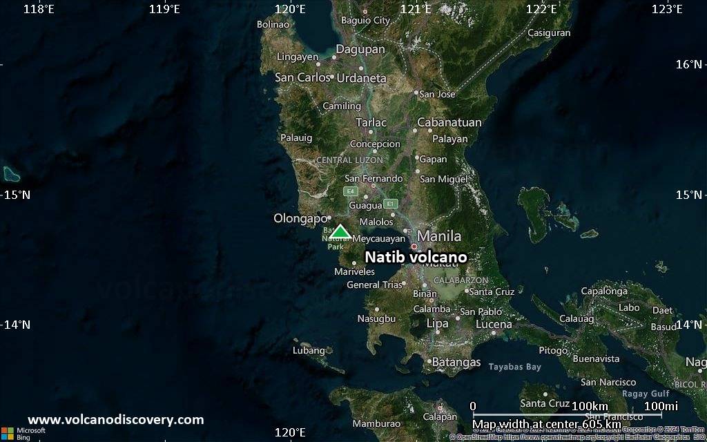 Satellite/aerial-type map of Natib volcano (local scale large)