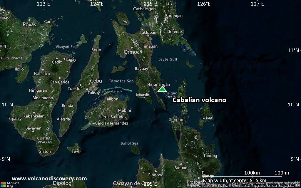 Satellite/aerial-type map of Cabalian volcano (local scale large)