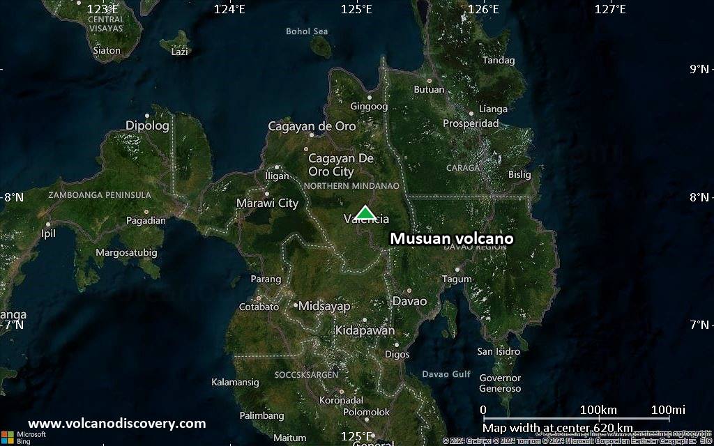 Satellite/aerial-type map of Musuan volcano (local scale large)