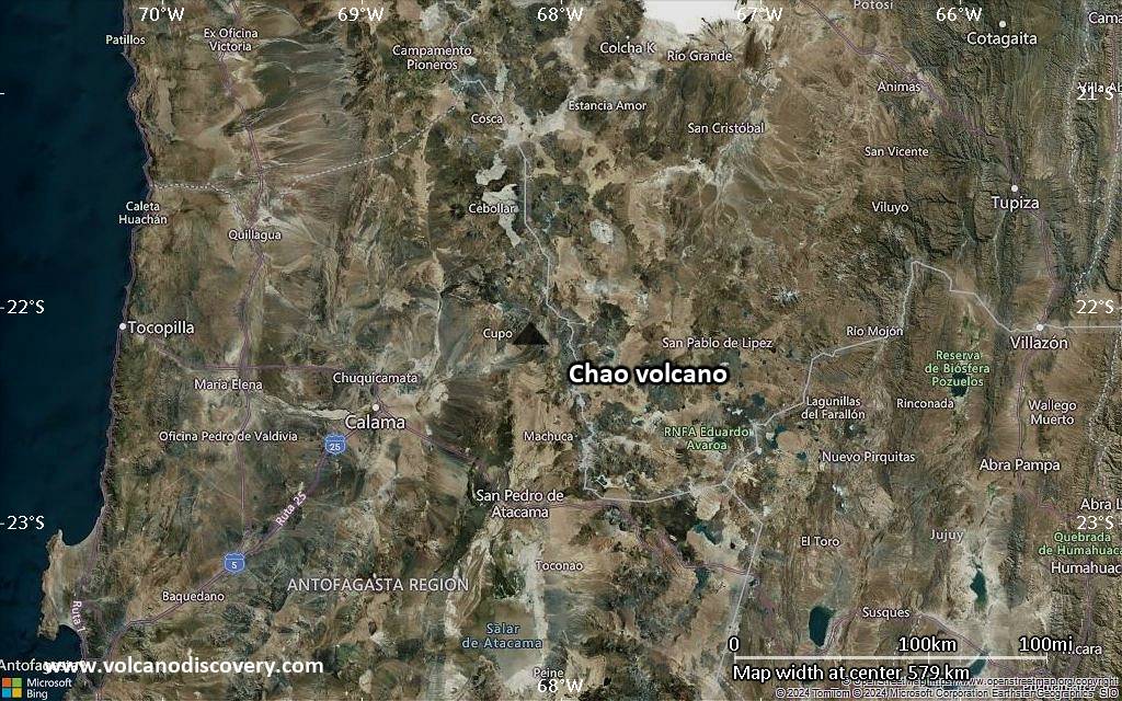 Satellite/aerial-type map of Chao volcano (local scale large)