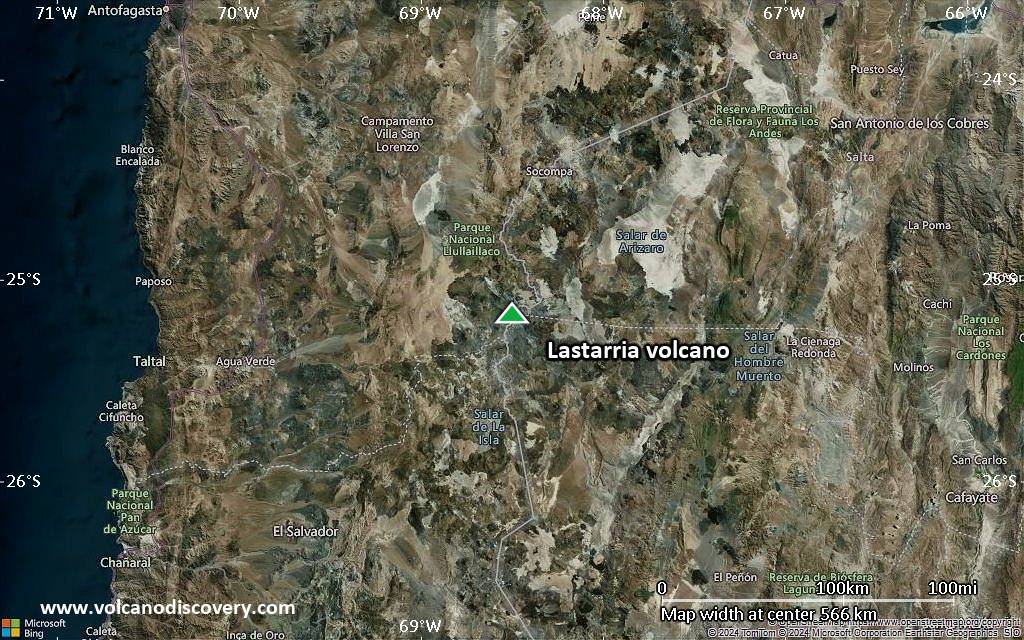 Satellite/aerial-type map of Lastarria volcano (local scale large)