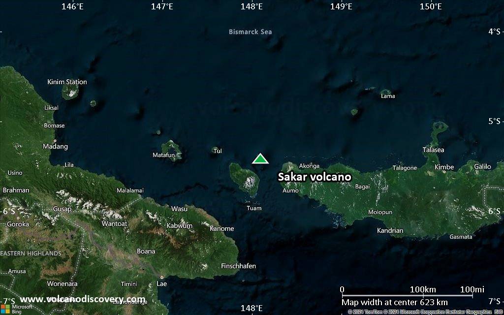 Satellite/aerial-type map of Sakar volcano (local scale large)