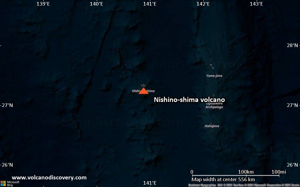 Satellite/aerial-type map of Nishino-shima volcano (local scale large)