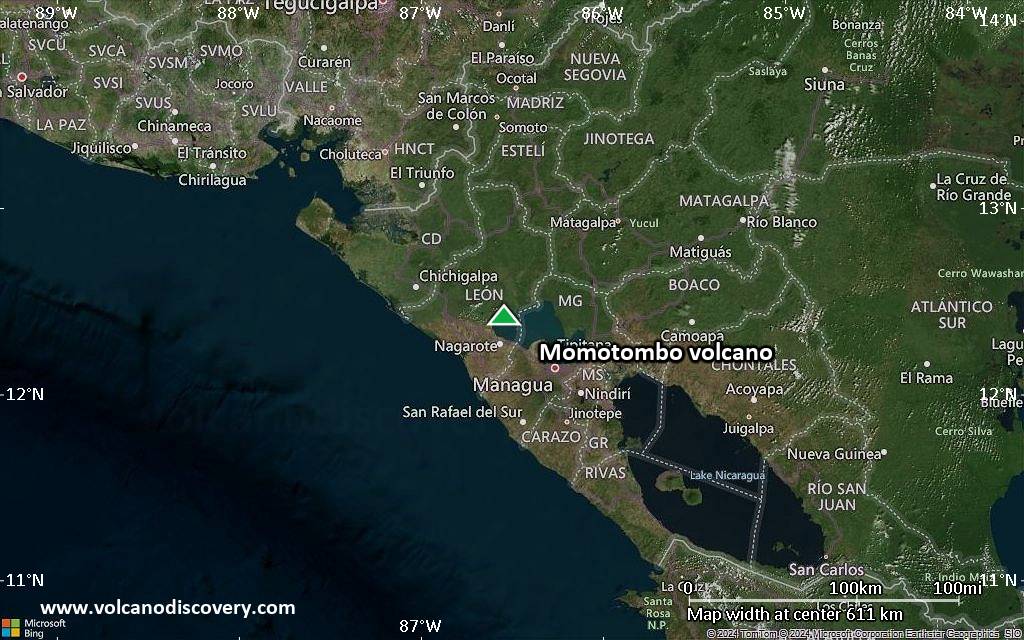 Satellite/aerial-type map of Momotombo volcano (local scale large)