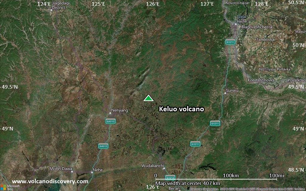 Satellite/aerial-type map of Keluo volcano (local scale large)
